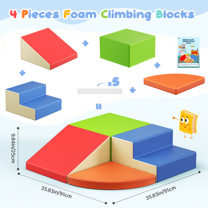 Blocs de motricité bébé en mousse – Jeu d’escalade pour tout-petits – Aire de jeu intérieure – 6 pièces – Multicolore