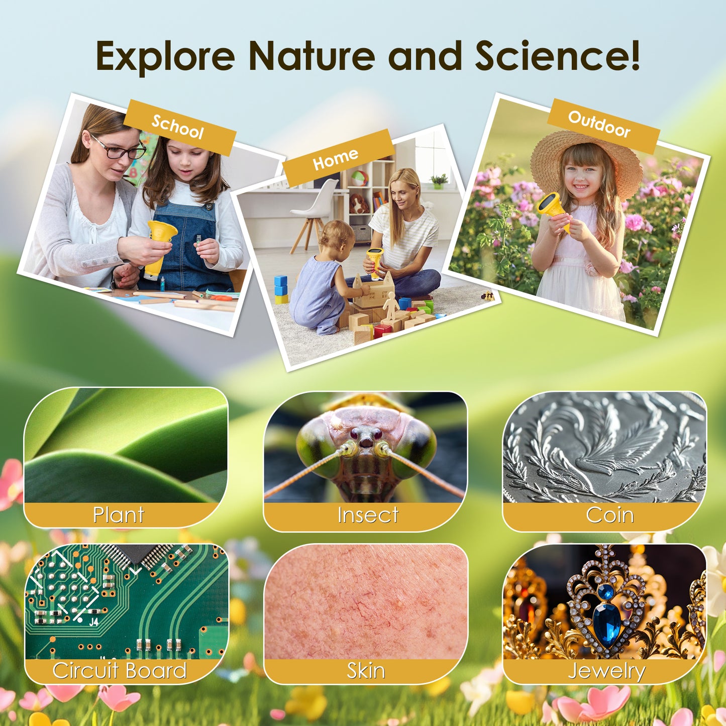 Microscope Numérique Portable 1000X – Écran 2,0 Pouces – Mini Microscope Rechargeable pour Enfants