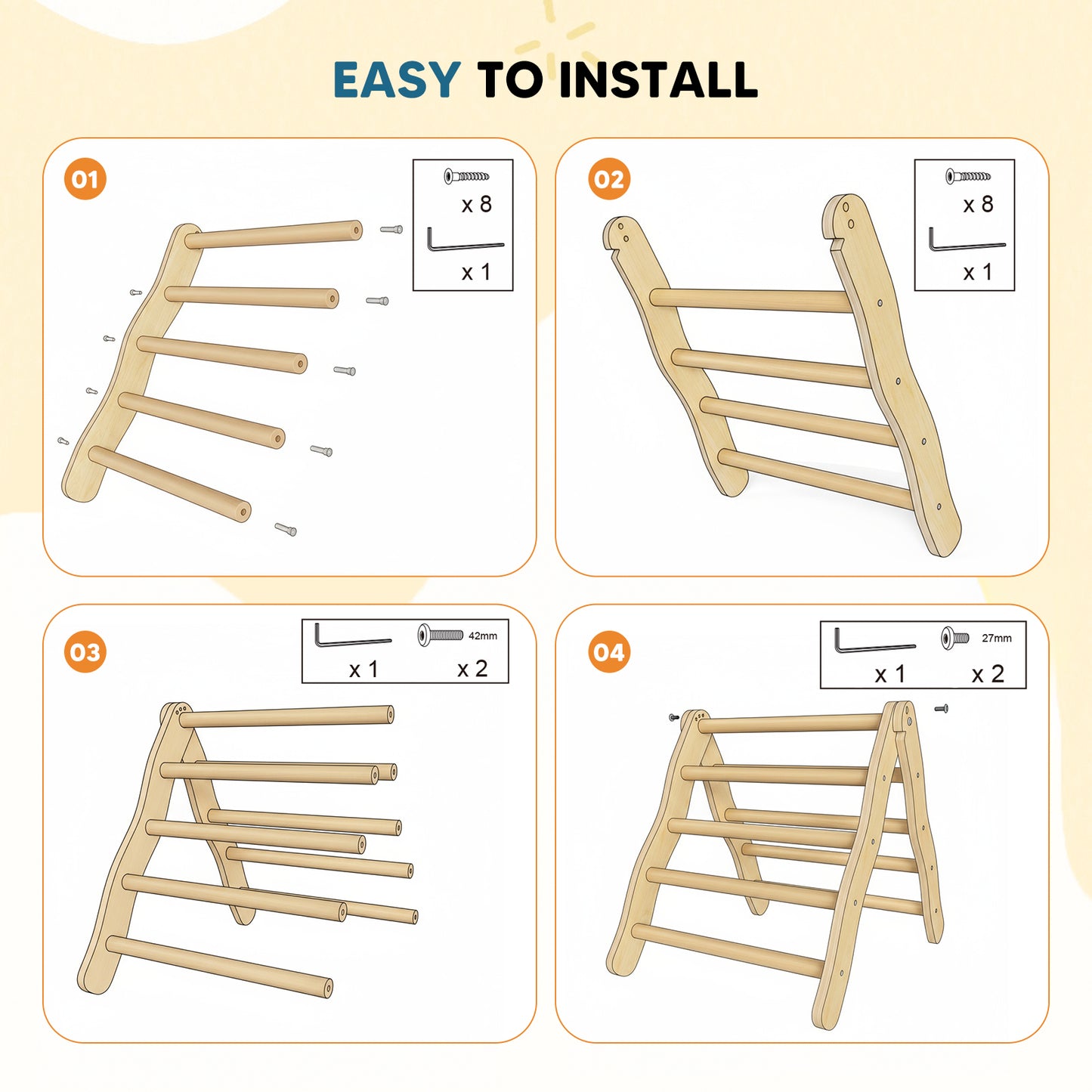 Triangle Escalade Enfant Bois Pliable – Aire de Jeu Montessori 1-3 Ans – Échelle Grimpe Intérieur