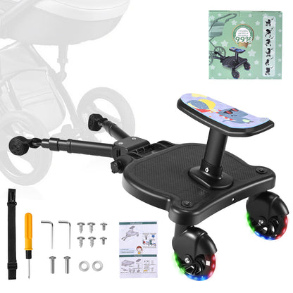 Plataforma universal para cochecito con asiento – Patinete para cochecito doble – Sentado o de pie
