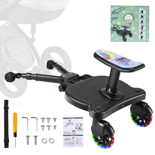 Plateforme Poussette Universelle avec Siège – Marchepied Enfant pour Poussette Double