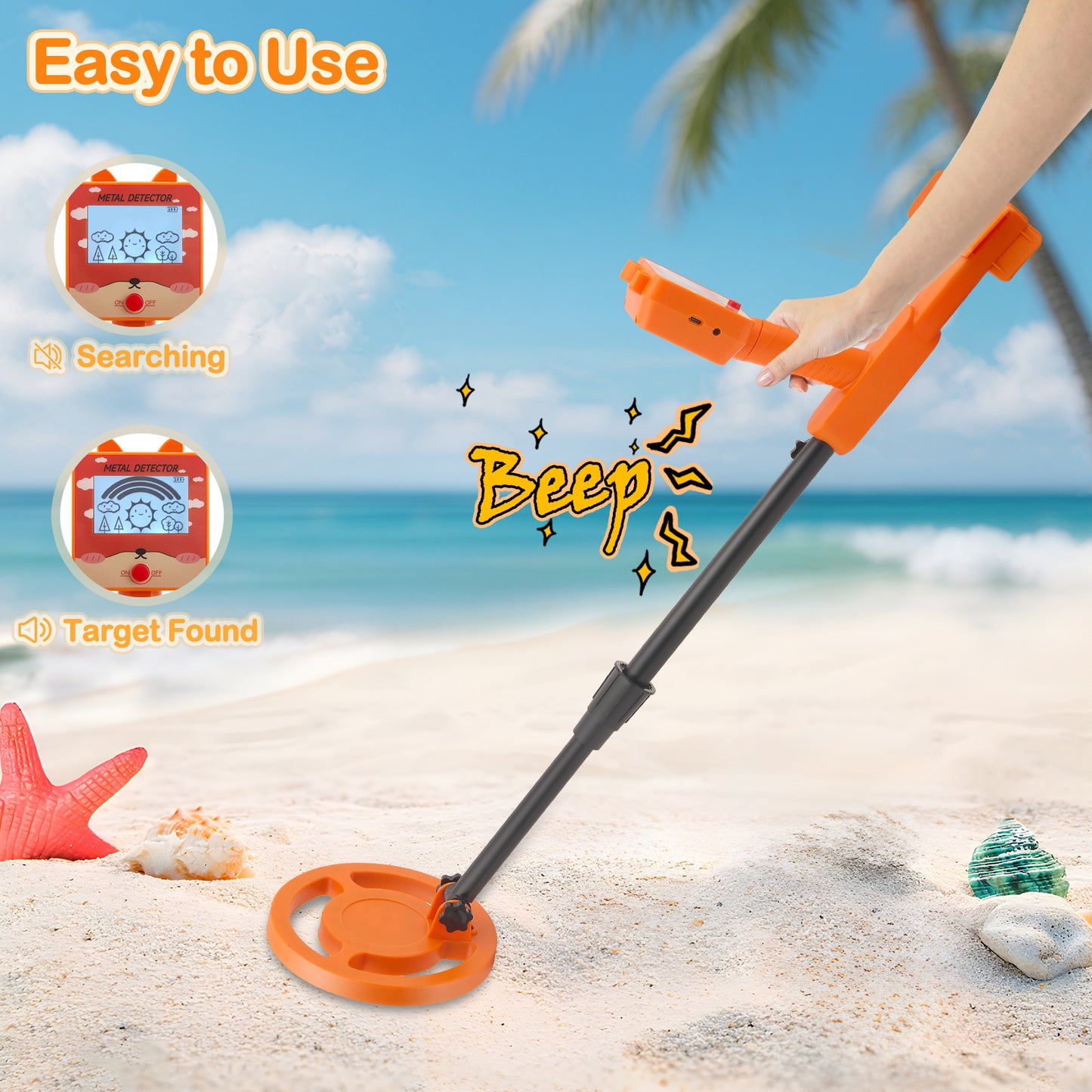 Mini Détecteur de Métaux Portable – Détection Or Pièces Trésor Enfant – Chasse au Trésor – Sensible et Léger