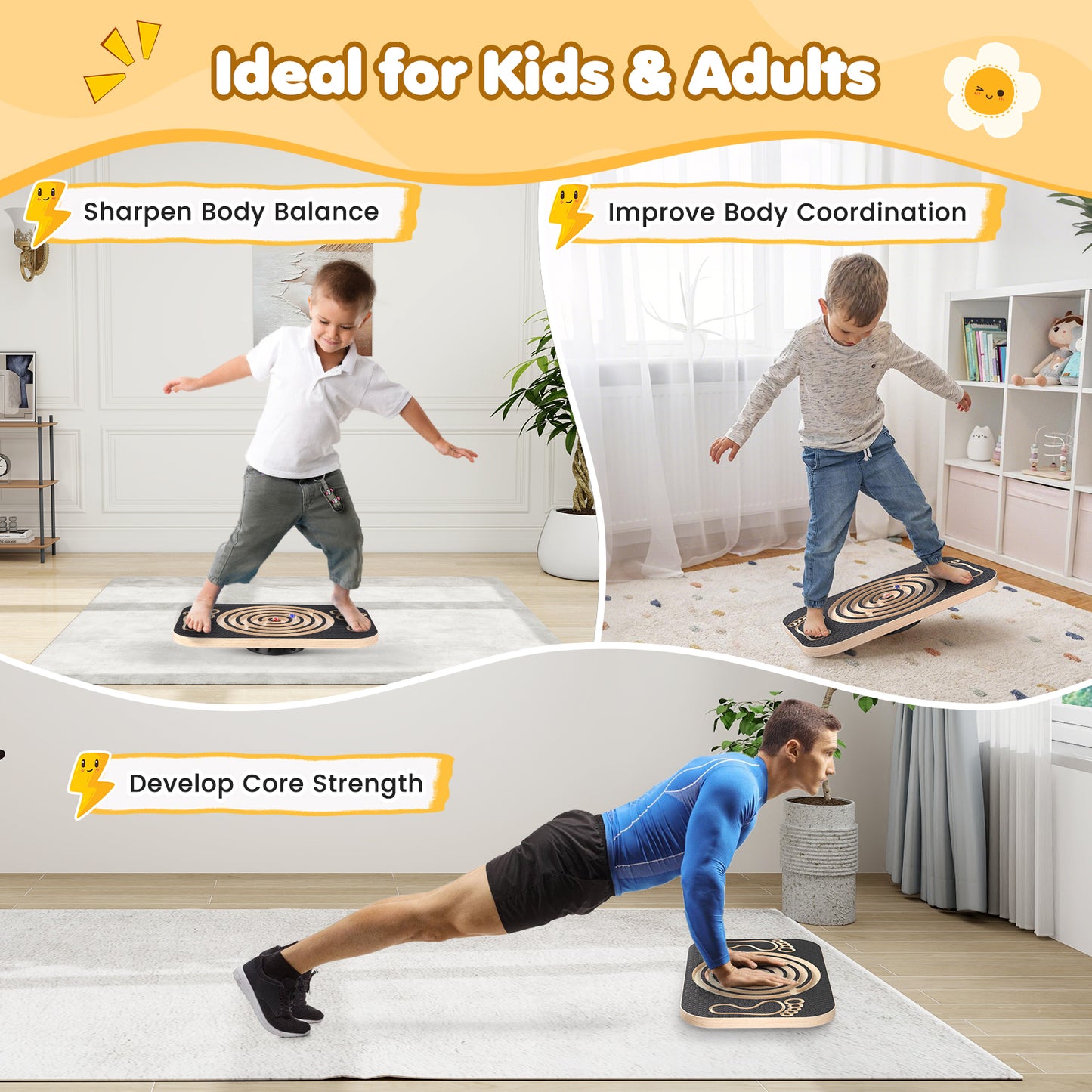 Planche Inclinée en Bois Réglable – Étirement Mollets et Chevilles – Équipement Fitness Équilibre
