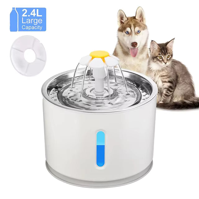 Fontaine à Eau Automatique pour Chat 2,4L – Distributeur d’Eau pour Chat et Chien – Éclairage LED – Alimentation USB