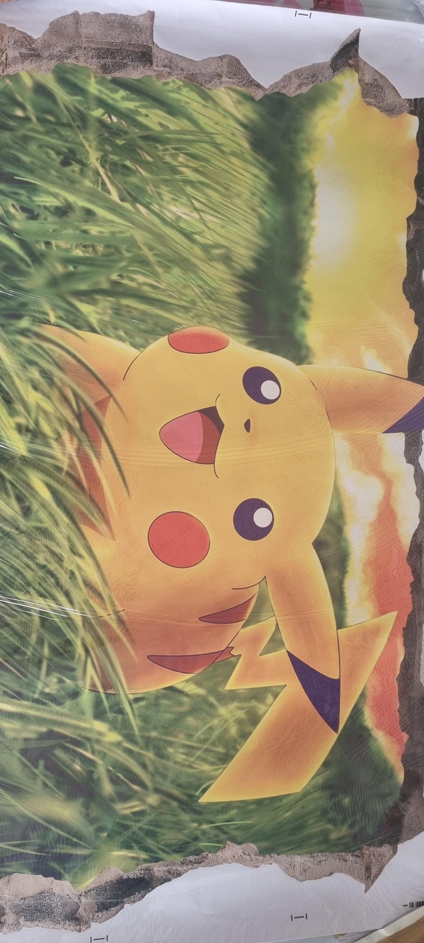 Stickers mural Pikachu joyeux dans les champs – Nature verte – Grand format 90 x 60 cm –pokémon Effet 3D – 8