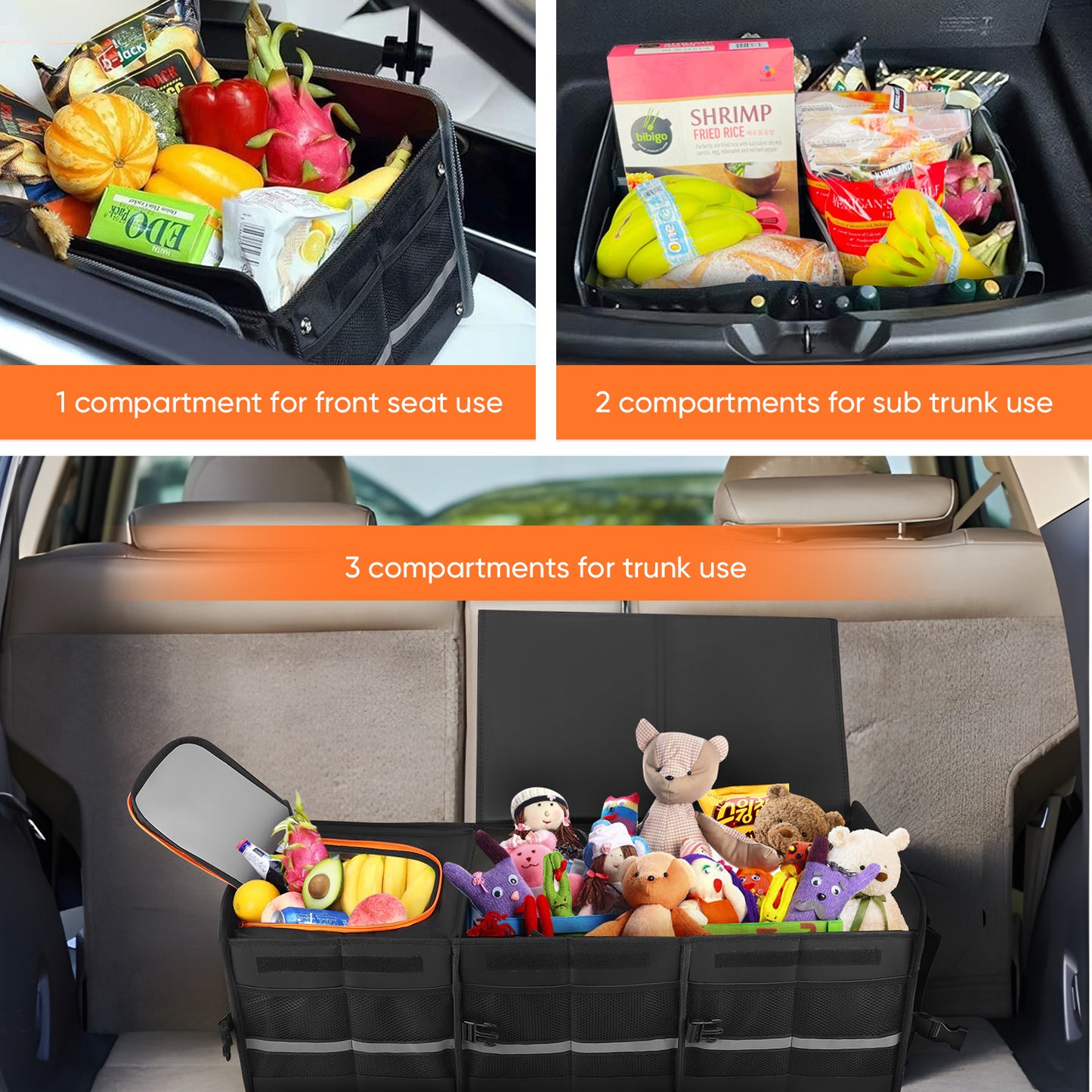 Organisateur Coffre Voiture Pliable – Sac Isotherme Intégré Anti-Fuite – Compartiments Multiples SUV Camion