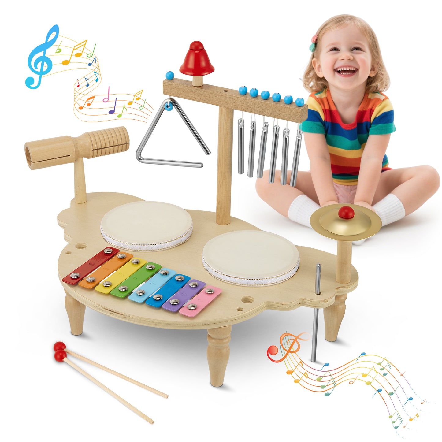 Table Musicale Montessori en Bois – Jouet Éducatif Bébé Instruments et Éveil Sensoriel