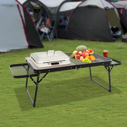 Table de Camping Pliante Réglable en Hauteur – Table Portable Multifonction pour Camping et Barbecue