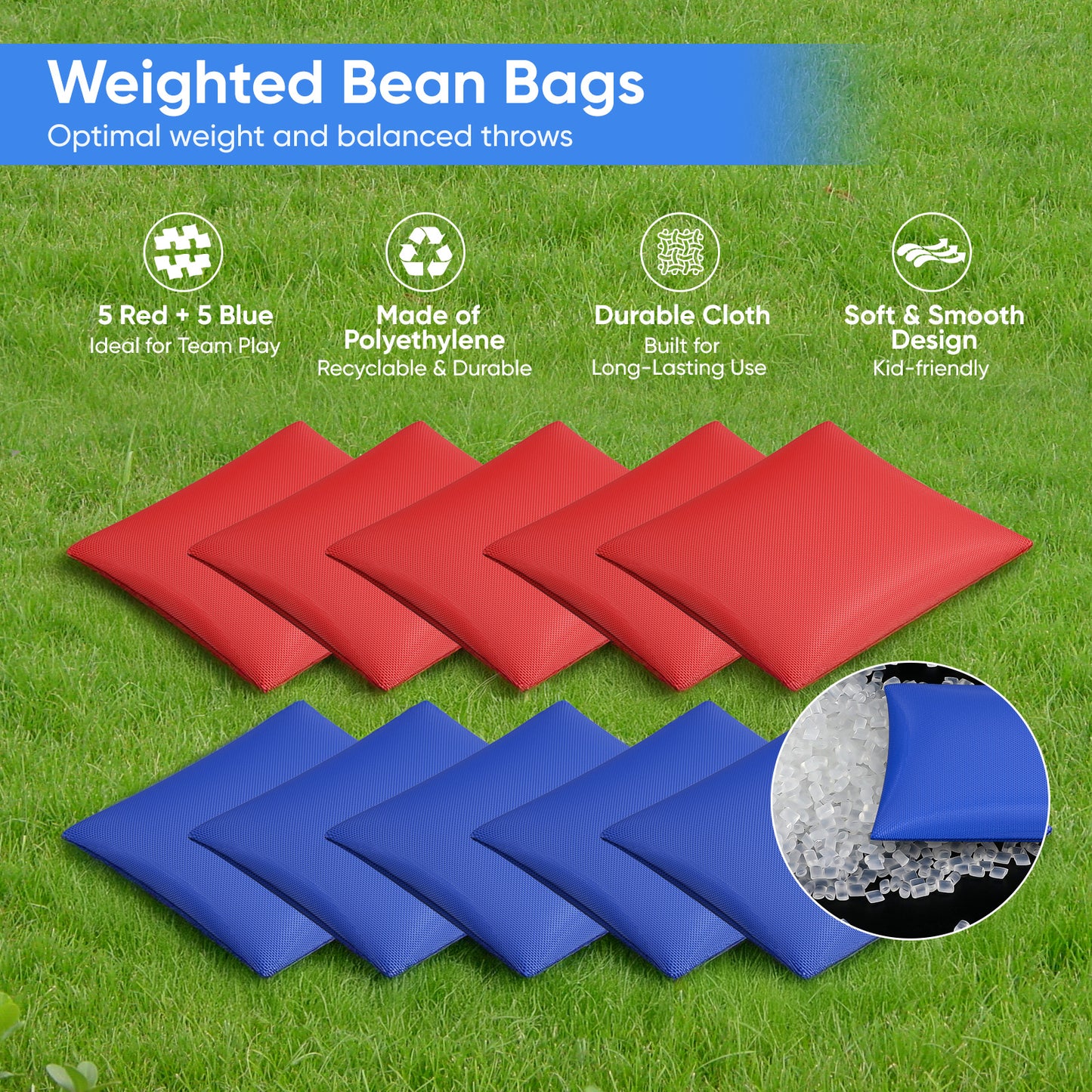Jeu Cornhole Portable 3x2 ft – Jeu de Lancer Extérieur avec 8 Sacs + Sac Transport – Jardin Plein Air