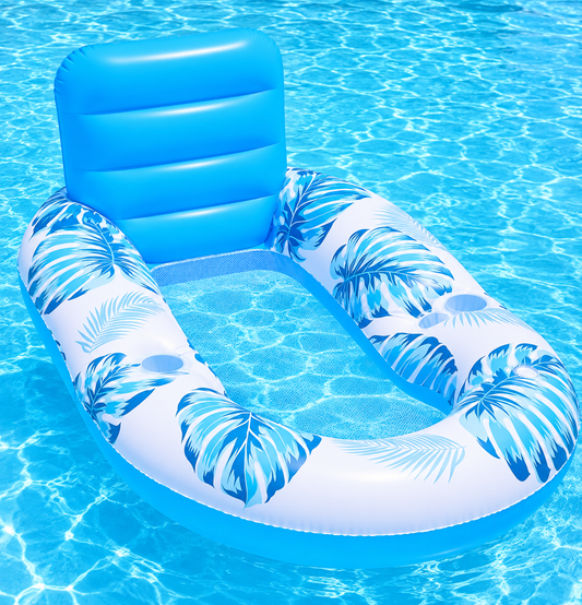 Colchoneta Inflable para Piscina Adulto XXL con Respaldo – Tumbona Flotante – Azul