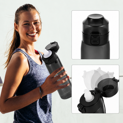650 ml Flavored Water Bottle with 7 Flavor Pods – BPA-Free Water Bottle, Reusable Sports Bottle, Fitness Hydration, Office, School, Hiking