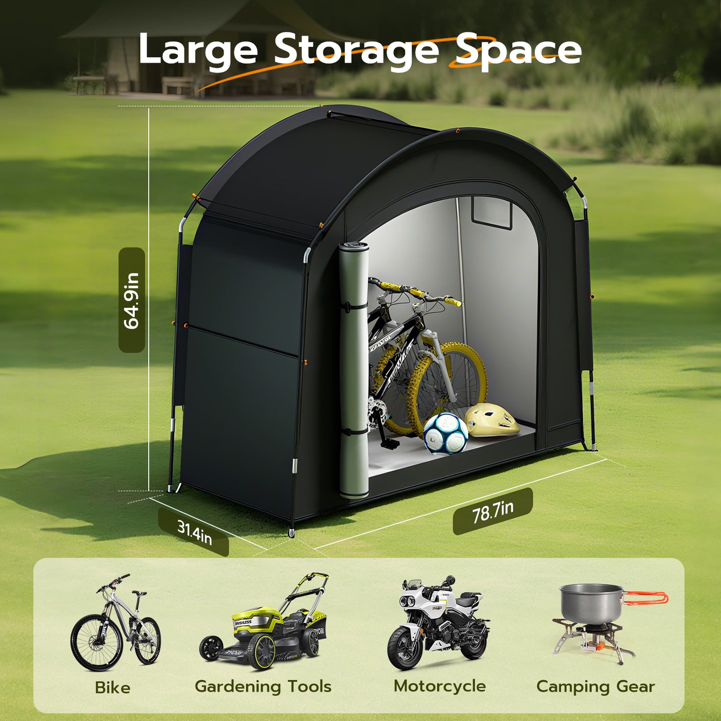 Abri de Rangement pour Vélo Étanche et Pliable – Tente de Protection pour 1 à 2 Vélos