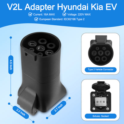 Adaptateur V2L 3.5KW 16A 220V – Alimentation Véhicule Électrique Extérieur IP44 – Prise Courant Voiture EV