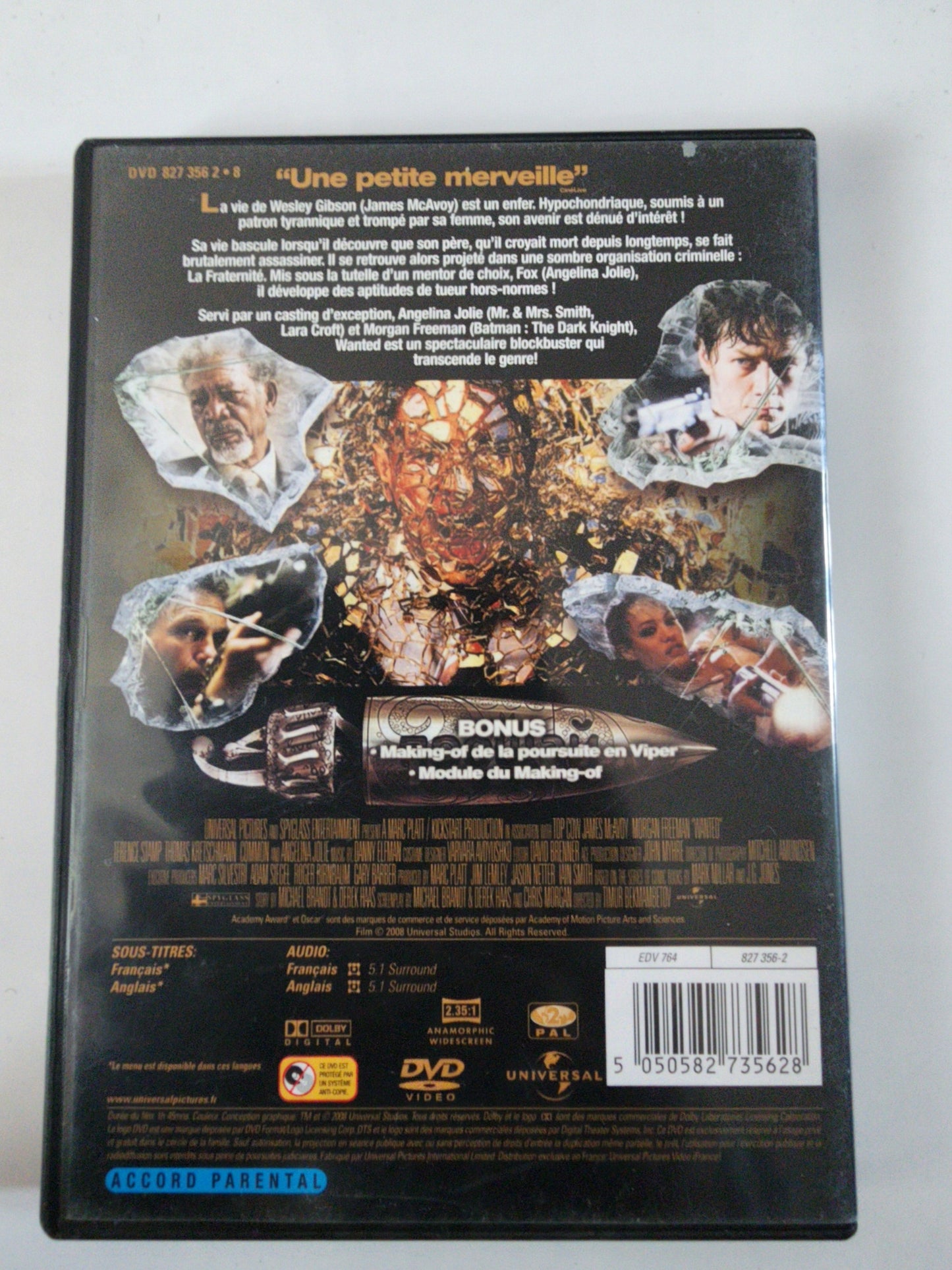 Wanted DVD - Dos de la pochette avec synopsis et bonus