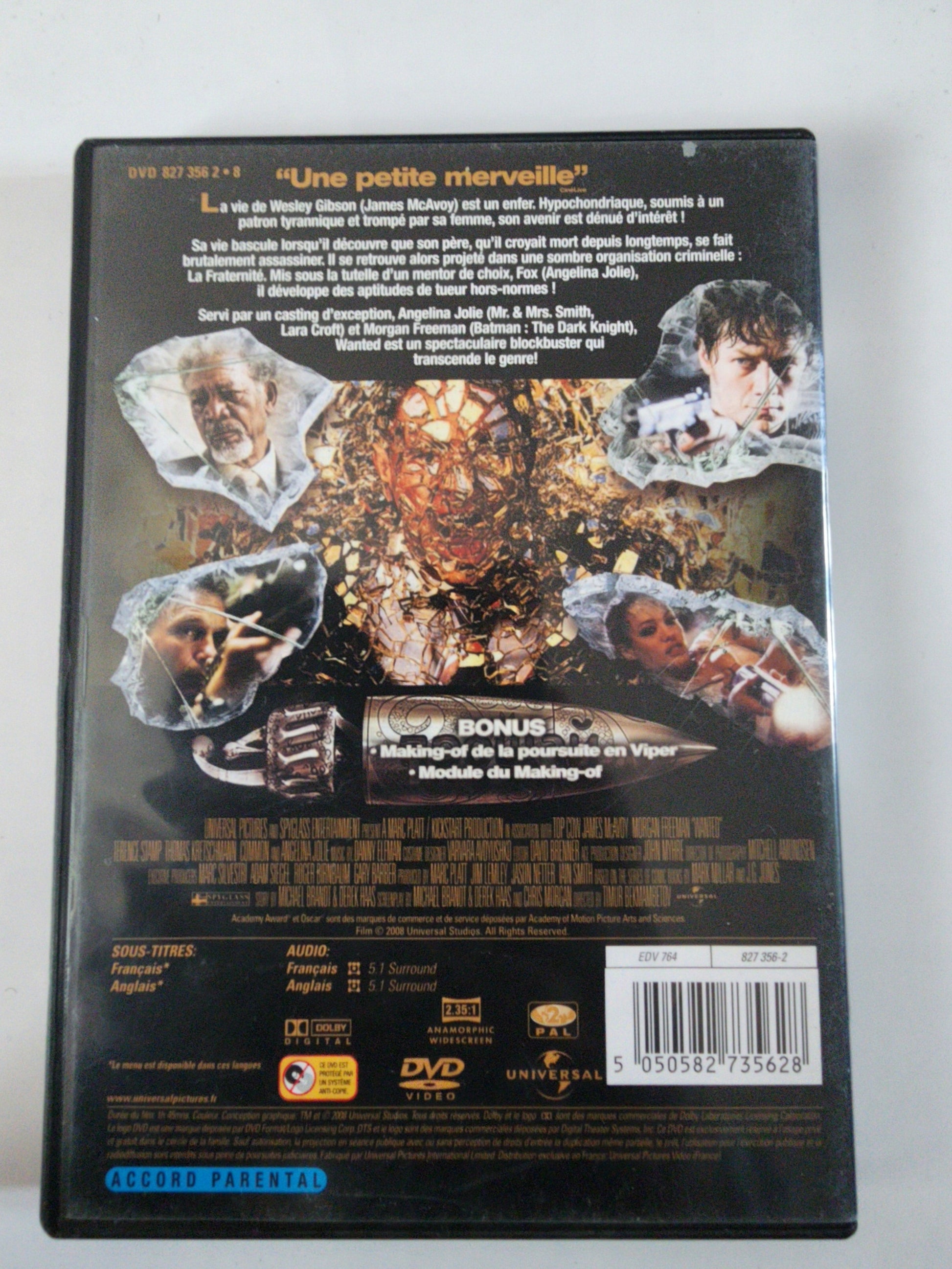 Wanted DVD - Dos de la pochette avec synopsis et bonus