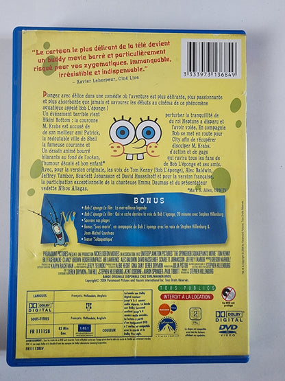 Le Bob L'Éponge Film DVD - Dos de la pochette avec synopsis et bonus