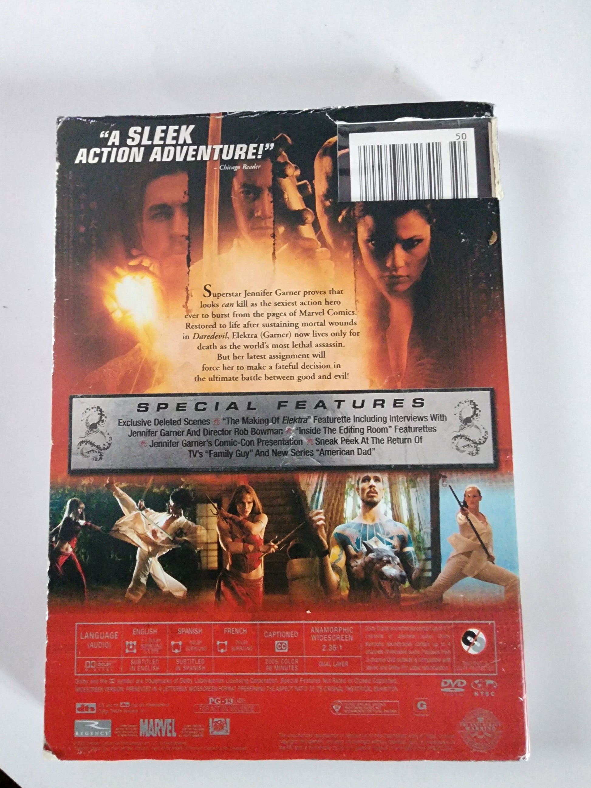 Elektra DVD - Dos de la pochette avec synopsis et bonus