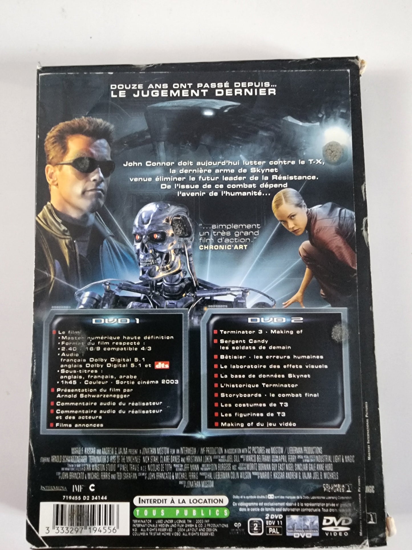 Terminator 3 Coffret 2 DVD - Dos de la pochette avec synopsis et bonus