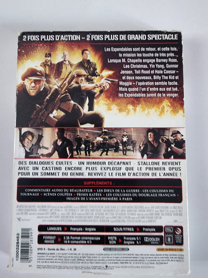 Expendables 2 DVD - Dos de la pochette avec synopsis et suppléments