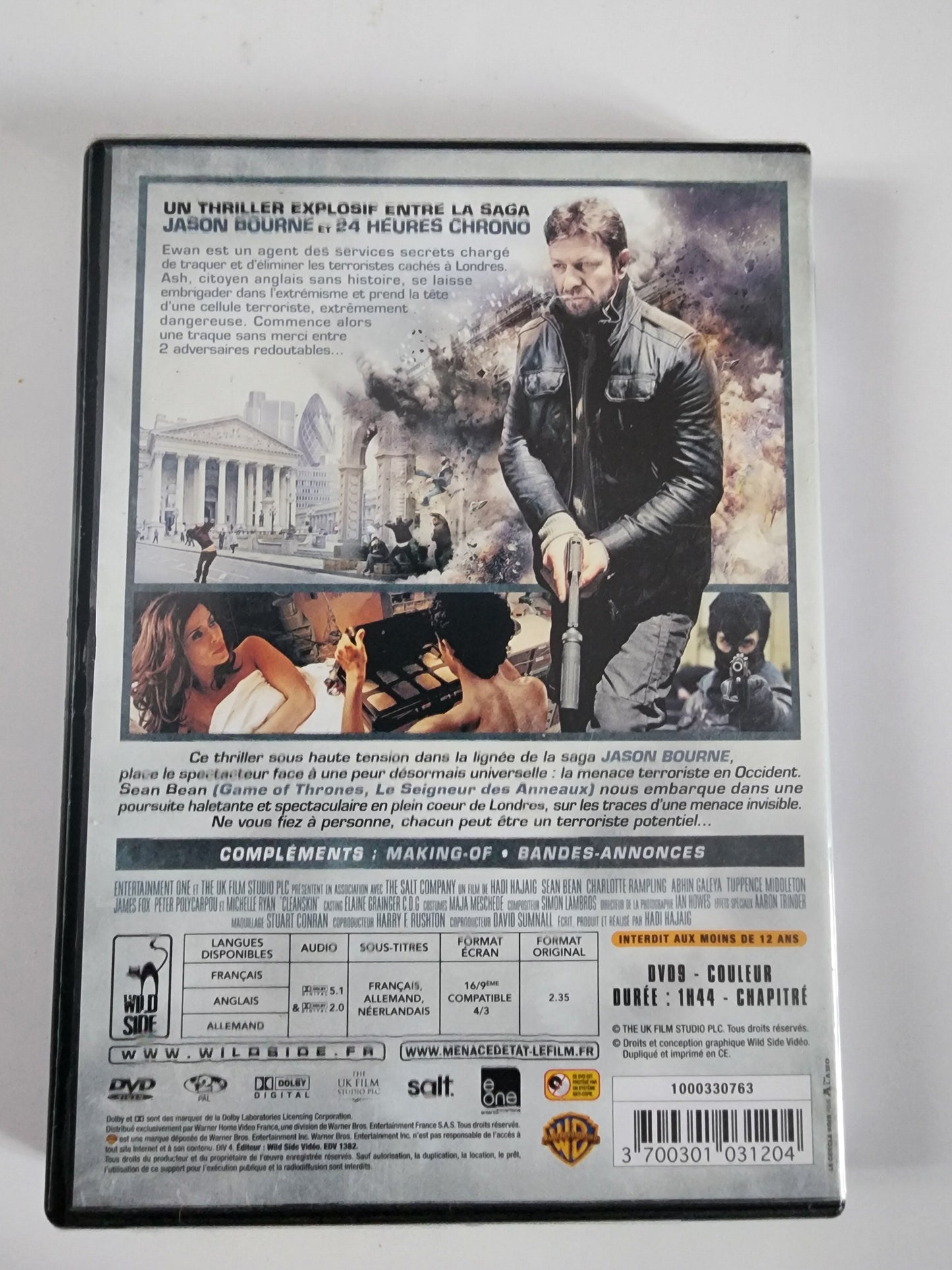 Menace d'État DVD - Dos de la pochette avec synopsis et bonus
