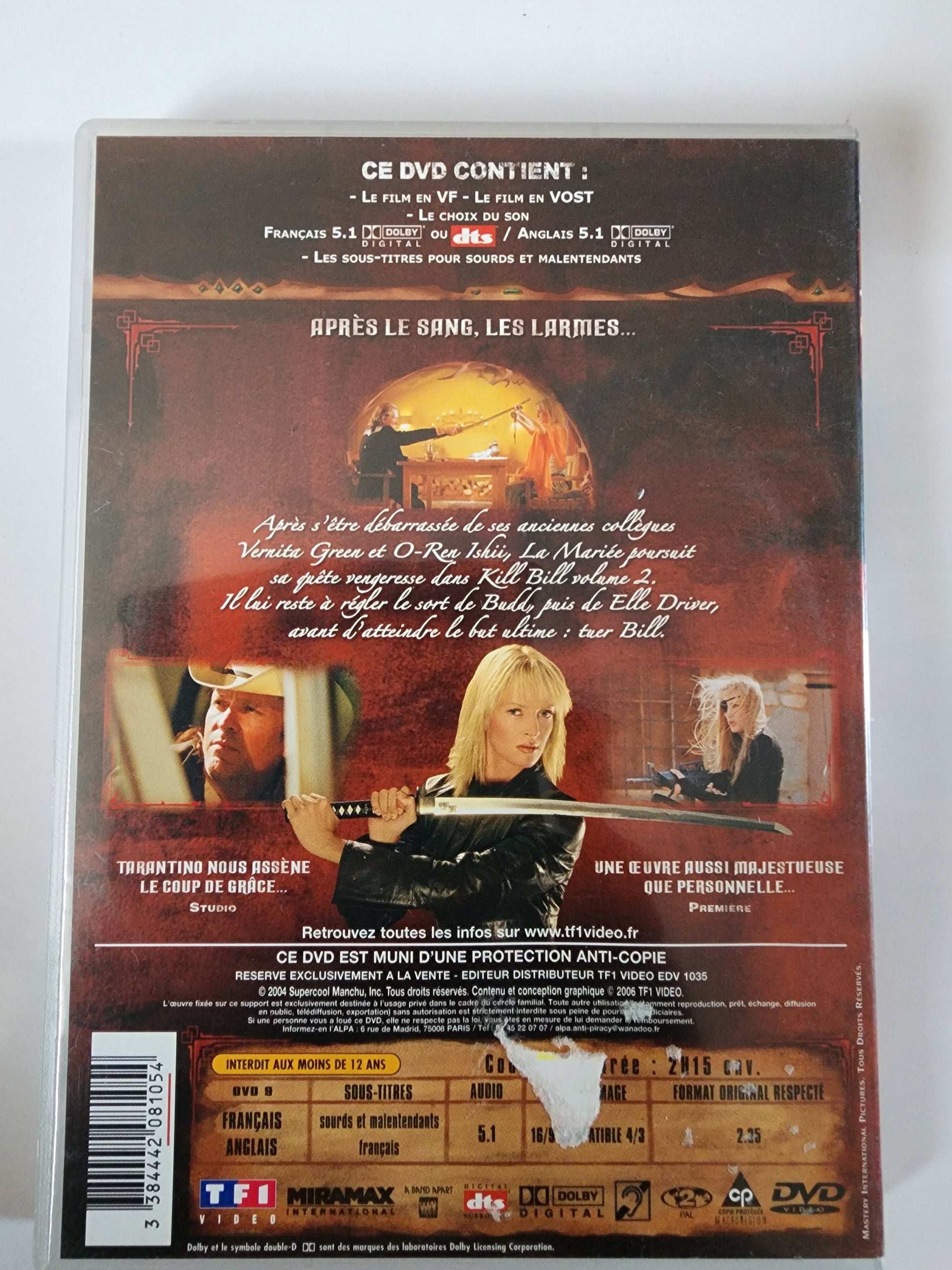 Kill Bill Volume 2 DVD - Verso