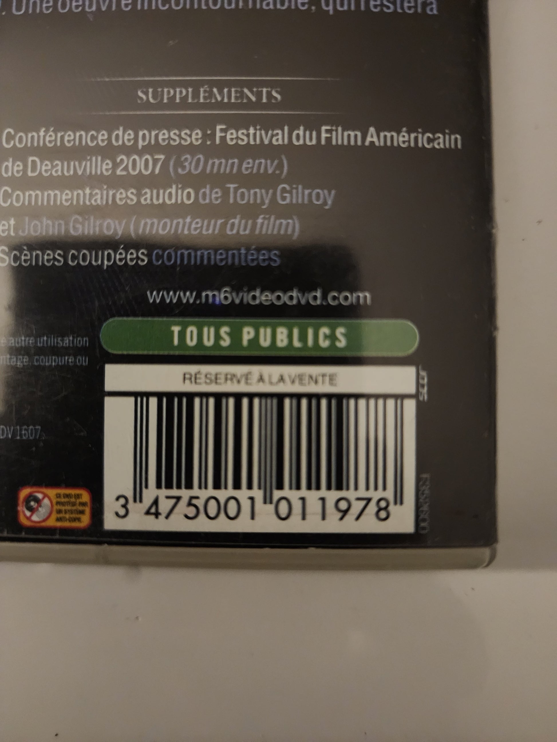 Michael Clayton DVD - Code-barres