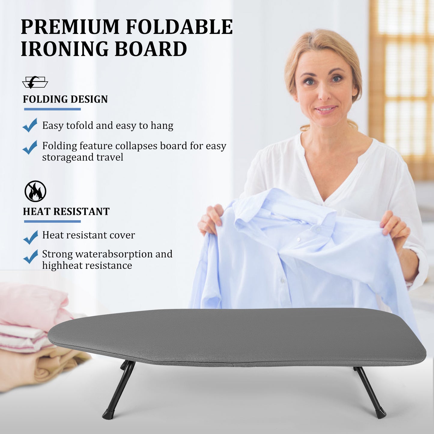 Planche à Repasser de Table Pliable – Mini Planche Portable avec Housse Résistante à la Chaleur