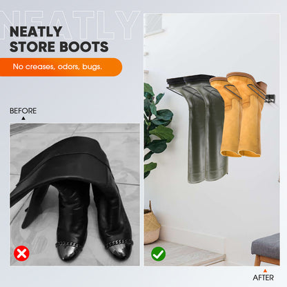 Cintre Mural Métal 2 Pièces – Organisateur de Bottes et Porte-Chaussures pour Placard Garage