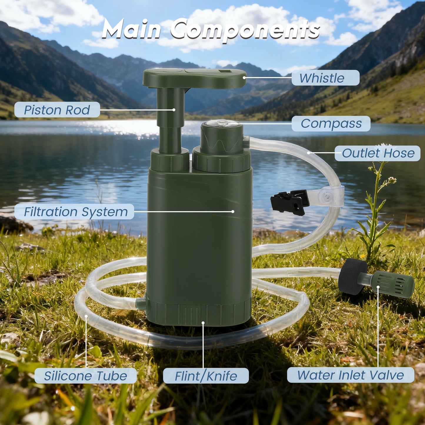 Pompe Filtrante Eau Portable 0,01 Micron – Purificateur Eau Camping Randonnée Survie – Filtre Haute Précision