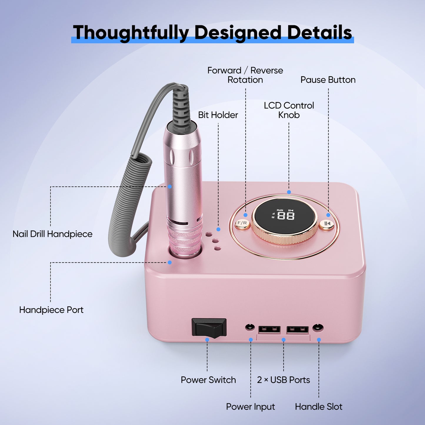 Perceuse à Ongles Électrique 35 000 tr/min – Machine Manucure Professionnelle Moteur Sans Balais
