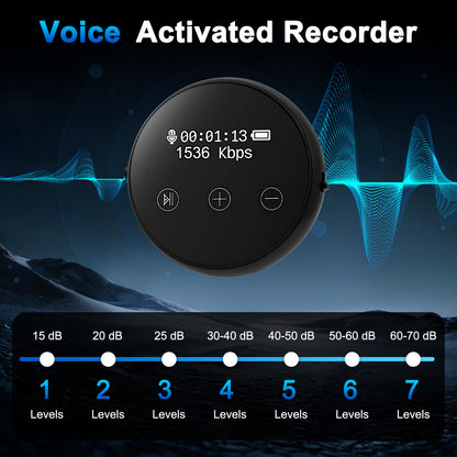 Mini 64GB High-Quality 3072 Kbps Audio Recorder – Portable Digital Voice Recorder with Noise Reduction, Voice Activation, Long Battery Life