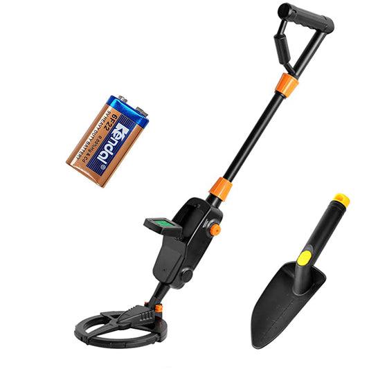 Détecteur de Métaux Enfant Étanche 7,4 Pouces Junior Réglable avec Pelle – Détecteur de Trésor Portable LCD pour Plage Jardin Camping