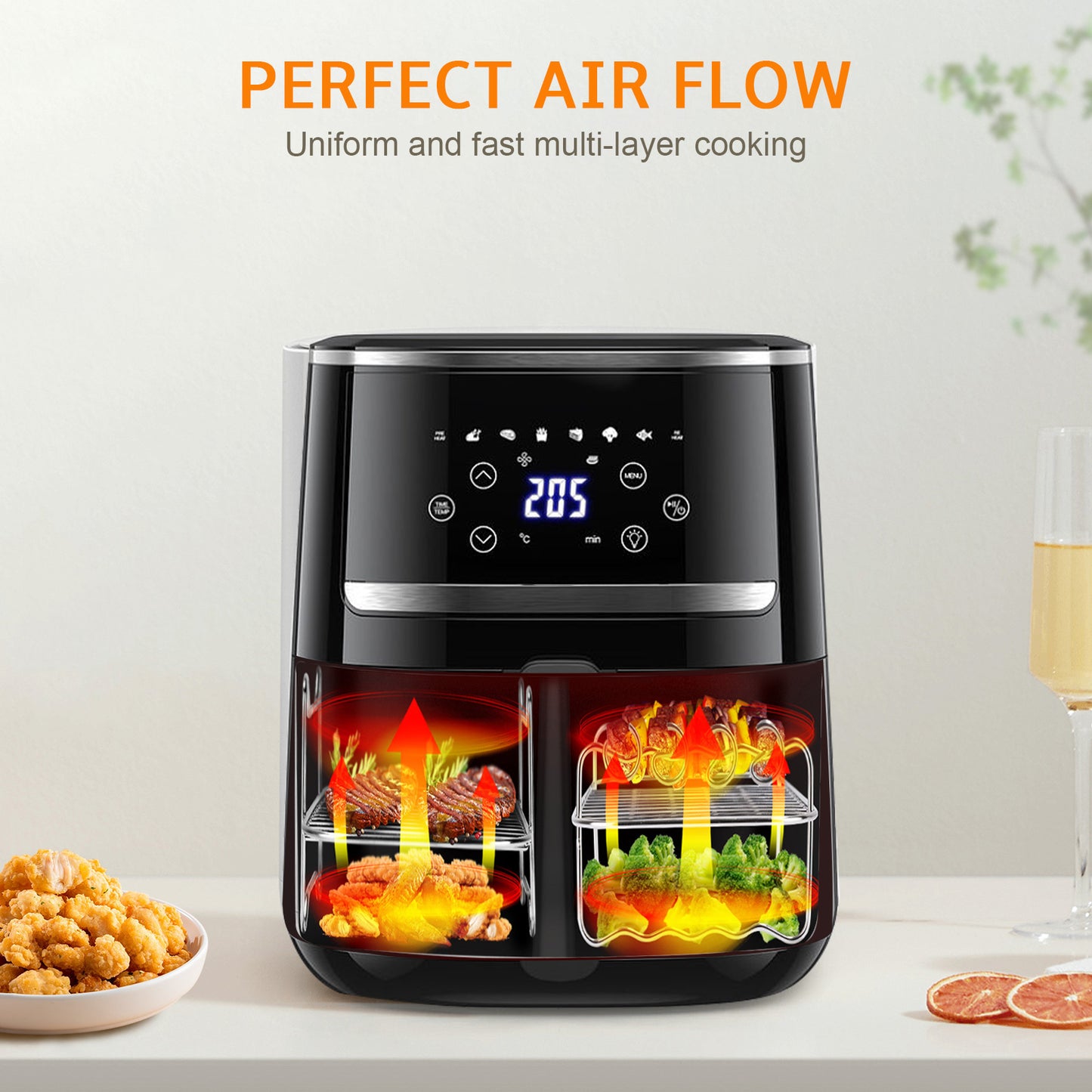 Accessoires Friteuse Air Fryer 6 Pièces – Moules Gâteaux Pizza Barbecue Double Panier
