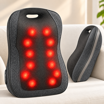 Masseur Dos Shiatsu Chauffant – 12 Nœuds de Massage Profond, Coussin Ergonomique Relaxation Cou, Dos & Épaules