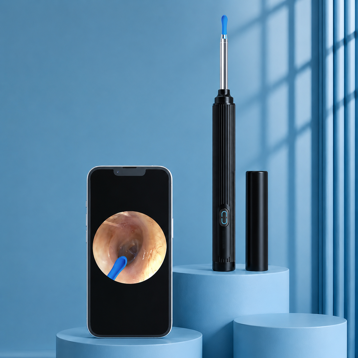 Otoscope Numérique WiFi avec Caméra HD 1080P et LED | Kit Nettoyage Oreilles avec 8 Embouts Souples | Compatible Android et iPhone