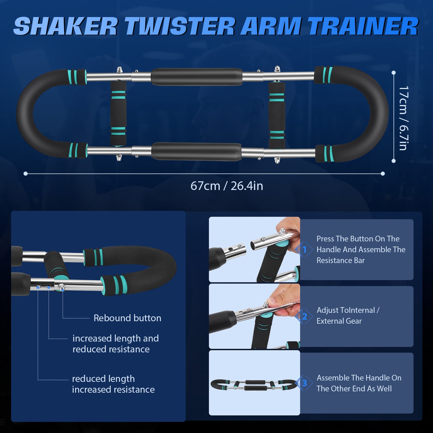 Entraîneur Bras Twister 20-60Kg – Appareil Musculation Poitrine Réglable – Ressort Résistance Fitness