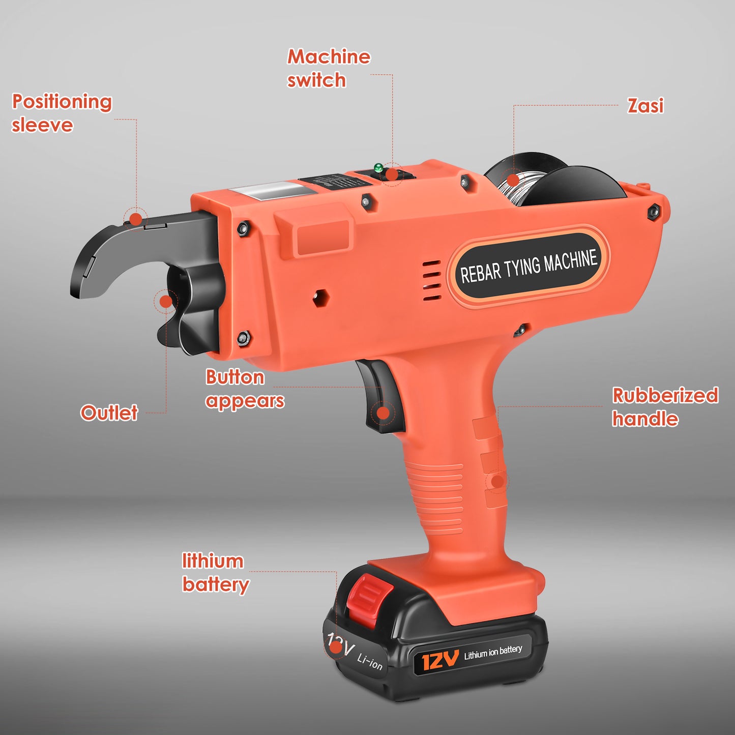 Machine à relier les barres d’armature 12V – Relieuse électrique automatique avec coffret – Outil portable pour fer à béton