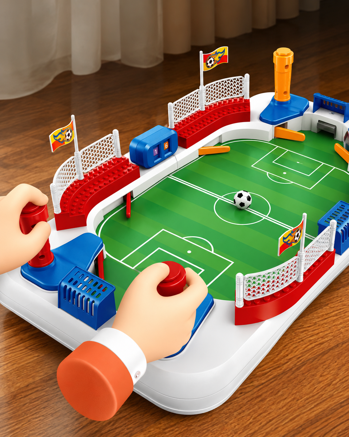 Jeu de Football de Table Portable pour Enfants et Famille – Mini Stade Interactif avec Lanceurs et Ballons – Jeu de Société Intérieur Extérieur – Cadeau Anniversaire Noël