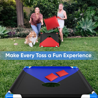 Jeu Cornhole Portable 3x2 ft – Jeu de Lancer Extérieur avec 8 Sacs + Sac de Transport – Jardin & Plein Air