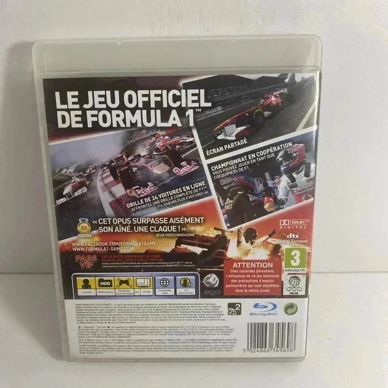 f1 2011 ps3 sony playstation 3 pal jeu vidéo complet course formule 1 voiture