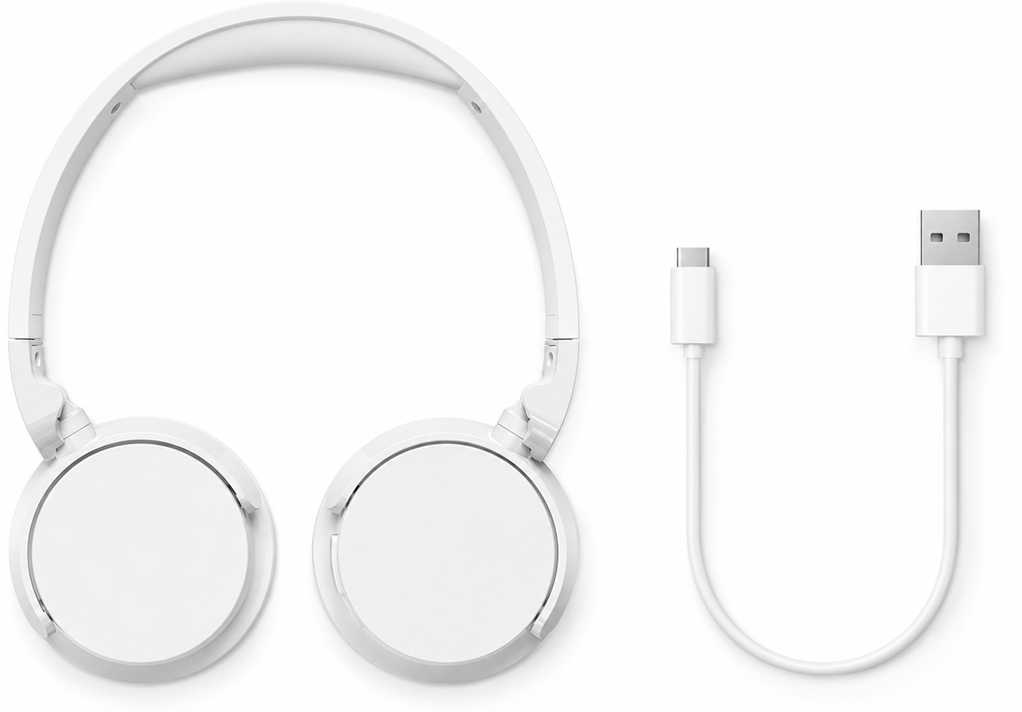 Casque Bluetooth 5.3 Supra-Aural Pliable – HiFi, 55H Autonomie, Micro Intégré, USB-C, Blanc