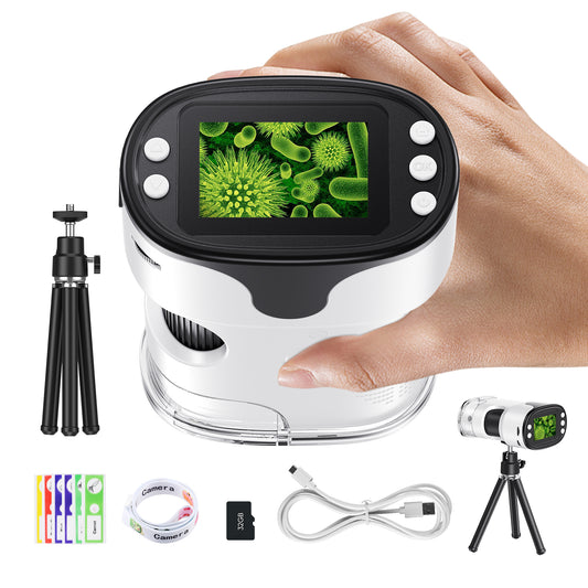 Microscope Numérique 1000X avec Écran 2" – Mini Microscope Portable 4K USB Enfants