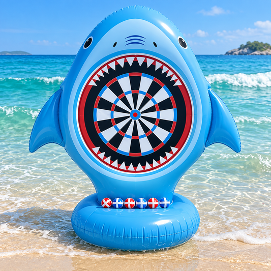 Jeu de Fléchettes Gonflable Requin XXL pour Piscine et Plage – Cible Géante avec Balles – Jeu d'Eau Extérieur pour Enfants et Famille – Aire de Jeux Gonflable Été