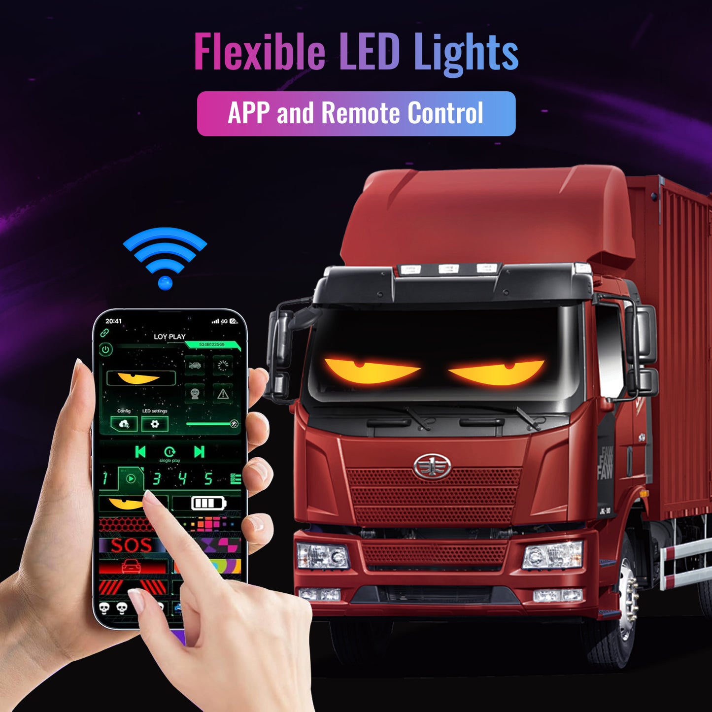 Éclairage LED Camion x2 Contrôle Application – Affichage Texte Personnalisé Mode Musique