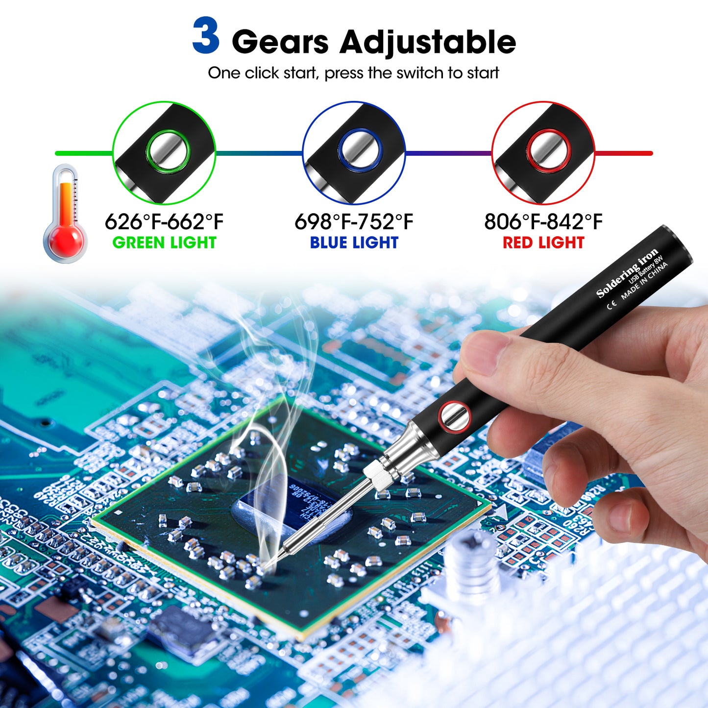 Fer à Souder Sans Fil Rechargeable – Kit Soudure Portable Température Réglable – Stylo Soudage