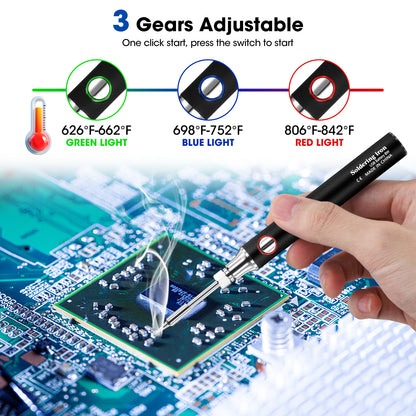 Fer à Souder Sans Fil Rechargeable – Kit Soudure Portable, Température Réglable, Stylo Soudage