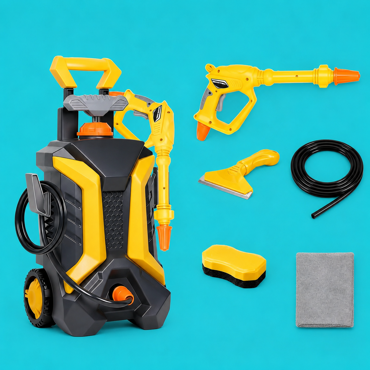 Kit de Lavage de Voiture pour Enfants avec Pistolet à Eau Manuel et Pompe – Jouet d'Imitation Nettoyage – Jeu de Rôle Extérieur – Cadeau Garçon et Fille