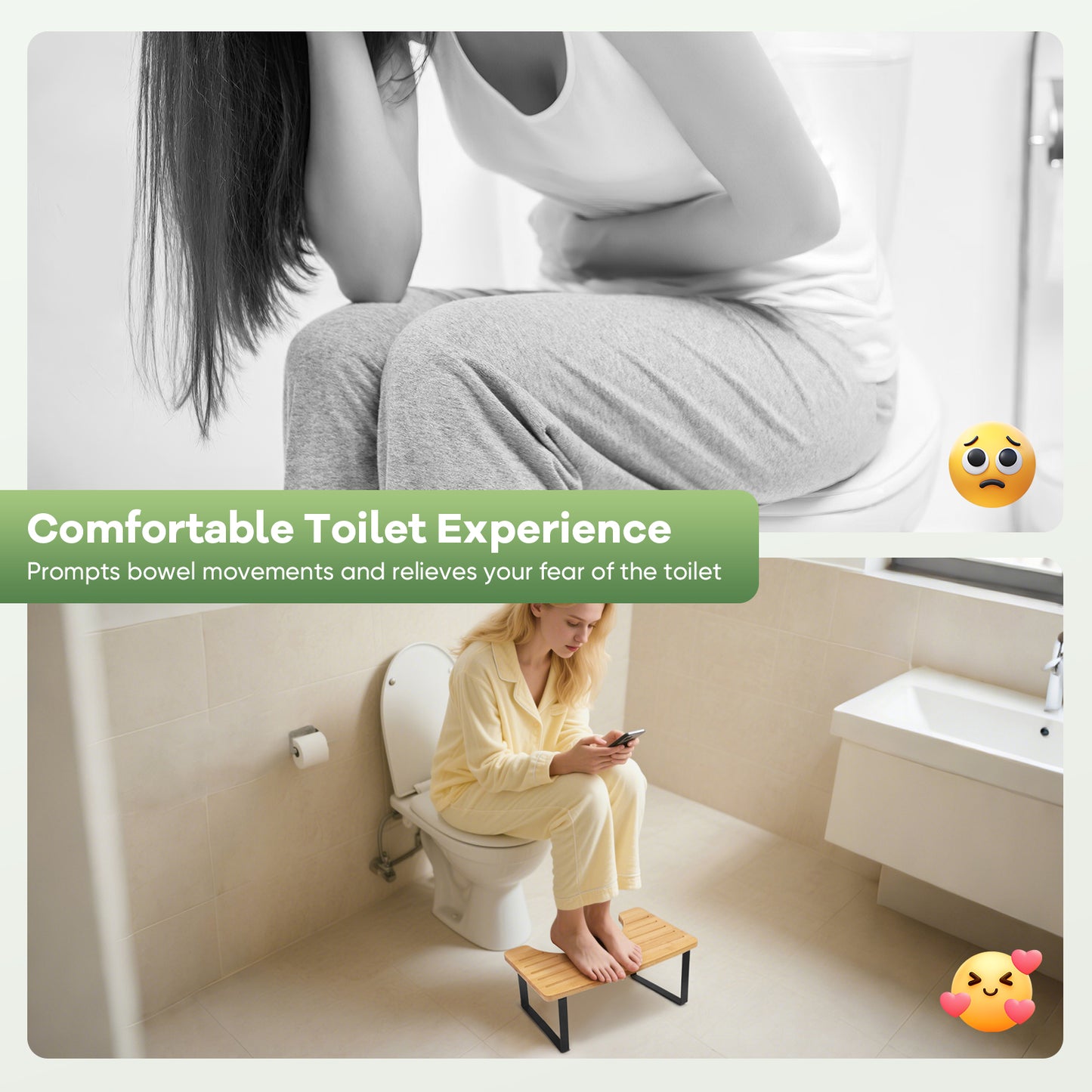 Tabouret WC Ergonomique Bambou – Repose-Pieds Toilette Pliable Antidérapant Salle de Bain