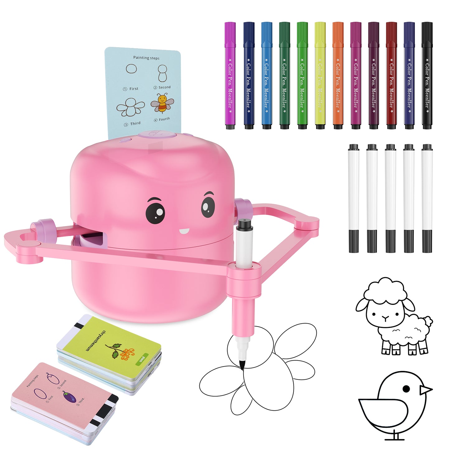 Robot de Dessin Enfant avec Projecteur – Jouet Éducatif Interactif 100 Cartes Rechargeable
