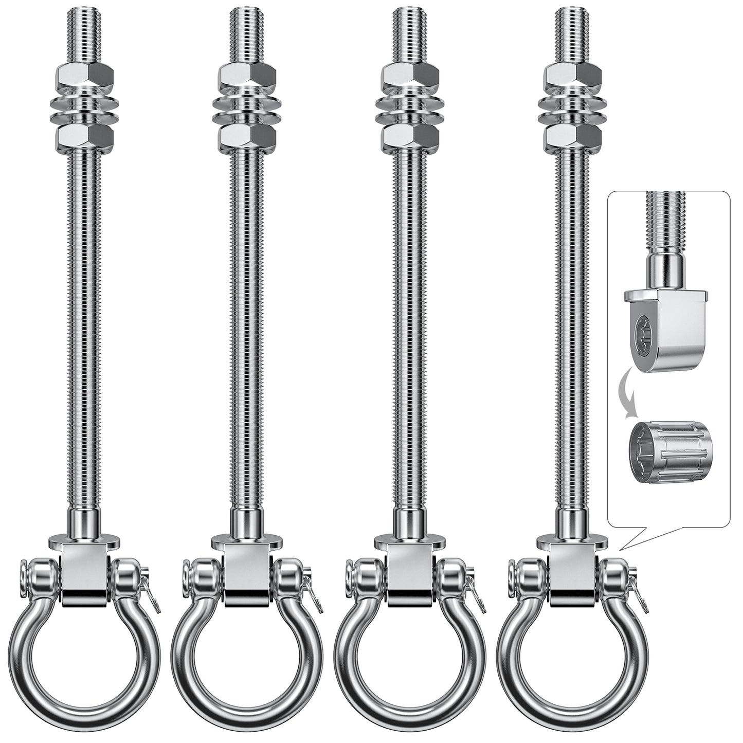 Cintres Pivotants Acier Inoxydable M10 9’’ – Support Rotation 1800lb pour Bois et Poutres (Lot 4)